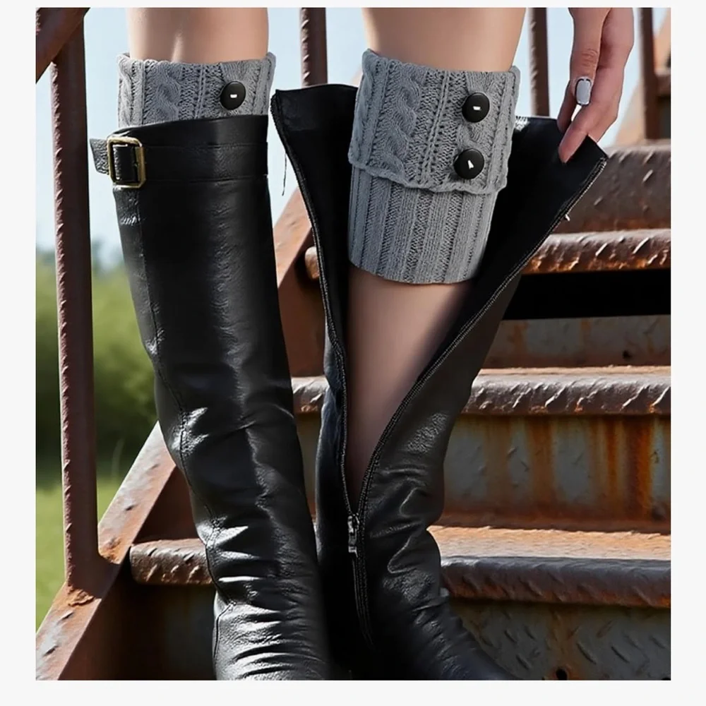 🆕 3 Pairs Boot Cuffs Ankle Warmers, Winter Crochet Knitted Leg Warmers for Boots